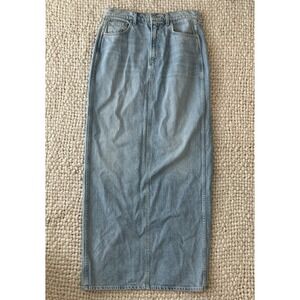 GRLFRND Amara Maxi Long Denim Jean Skirt Back Slit L 30 Country Western Y2K